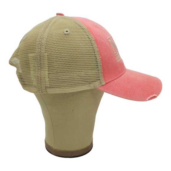 Neshoba County Fair NCF Distressed Mesh Snapback Cap Trucker Baseball Hat Coral - Picture 11 of 13